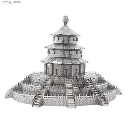 3D Puzzles Temple of Heaven 3D DIY Metal Jigsaw Puzzle Creative Childrens Education Toys Y240415