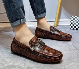 Crocodile Men Designer Wedding Dress Casual Shoes Обувь искренняя кожаная мода Пакта Spring Comfort Flats Leisu