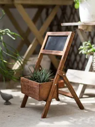 Placas decorativas Paulownia Flower Ware Stand Pot Wood Blackboard Message Board Box Small