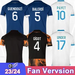 23 24 Gigot Guendouzi Mens Soccer Jerseys Payet под руководством Харита Гуей Витинха Балерди Мбемба Туре Пау Лопес Дом в гостях 3 -й футбольные рубашки