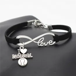 Cały nowy sport punk Antique Silver I Love Baseball Soccer Basketball Basketball Football Football Charm wisiorek Infinity Love Leather6825540