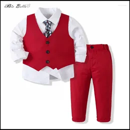 Clothing Sets Biobella Kids Spring Autumn Set Gentlemen Formal Wedding Birthday Child Show Perform Year Baby Outfits Boy 2024