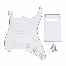 Cables Set of 3Ply White SSS Pickguard 11 Hole ST Back Plate Pickup Covers 2T1V Knobs Switch Tip Whammy Bar Tip for Guitar Parts