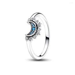 Clusterringe 2024 925 Sterling Silber Celestial Blue Sekt für Frauen Hochzeit Engagement Finger Ring Original Schmuck Bague