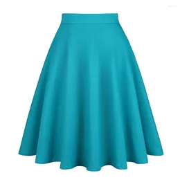 Skirts Solid Color Retro Vintage A Line Blue Flare Swing Rockabilly Womens Summer 2024 Cotton 60s 50s Skater Skirt