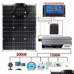 Solar Panels 1500W Power System Inverter Kit 600W Panel Battery Charger Complete Controller Home Grid Camp Phone 221104 Drop Delivery Dh0Sp