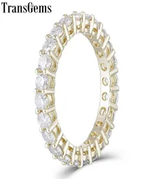 Transgems 10k Yelllow Gold Eternity Wedding Band for Women 25mm Moissanite FカラーアニバーサリーゴールドリングウェディングギフトY19061203781271