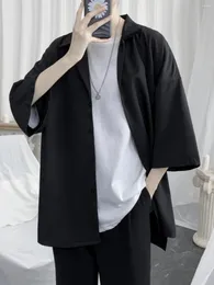 Camisas casuais masculinas simples estilo coreano Preppy Camisa de manga curta