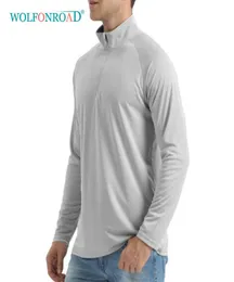 На открытом воздухе Tshirts Wolfonroad UPF50 MEN039S SUNUV Protection Thirt Performance 14 Zip Wall Swim с длинным рукавом UV Tee 2122773