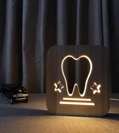 creative wood tooth lamp bedroom bedside night light usb supply led table lamp hollowedout small night lamp5024812