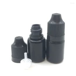 Garrafas de armazenamento 200pcs reabastecidos macios 5ml Black PE Plástico Garraco de conta -gotas líquido vazio com um frasco colorido à prova de crianças