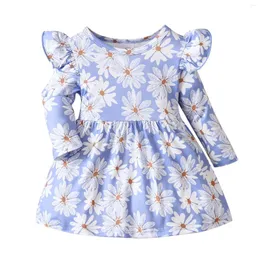 Girl Dresses Toddler Girls Long Sleeve Cine Flower Stampe Autunno Casual Straight Straight