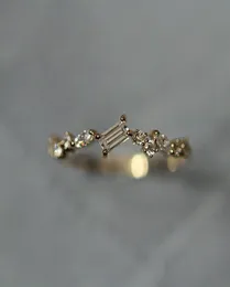 Junerain Gold Cz Crystal Warding Rings для женщин Девочки Деликатный микробический цирконий