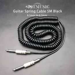 Kablolar 5m gitar yay kablosu gitar 6.5mm ila 6.5mm erkek ila erkek mono bahar ses kablosu siyah