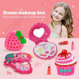 Simulação menina fingir brinquedos de maquiagem da princesa tocar casas de childrens Cosmetics Lipstick Eyeshadow Conjunto para o jogo de cosplay de festa para crianças 240407