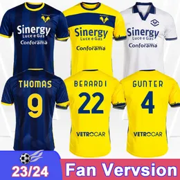 23 24 Hellas Verona Mens Soccer Jerseys Doig Verdi Henry Lasagna Tameze Hrustic Томас Амион Берарди Фараони Дом в гостях 3 -й футбольные рубашки с коротким рукавом