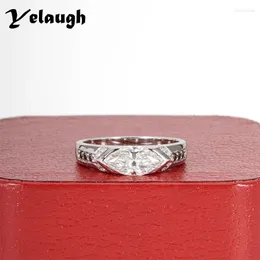 Ringos de cluster Yelaugh 1Ct Marquise Cut D Color Moissanite Diamond Noivage Ring 925 Sterling Silver Black for Women Jewelry