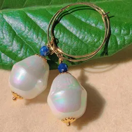Orecchini a pennaglie di moda bianca irregolare perla lapis lazuli perline oro casual minimalista di tutti i giorni adolescenti argento platino arte tetto in ritardo