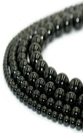 100 Doğal Taş Siyah Obsidyen Boncuklar Yuvarlak Taş Diy Bilezik Mücevherleri için Gevşek Boncuklar 1 Strand 15 inç 410 mm23294504010162