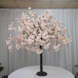 장식용 꽃 150cm 인공 벚꽃 나무 분재 웨딩 파티 홈 생일 장식 울음 시뮬레이션 된 꽃 식물 화분