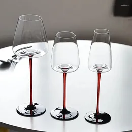 Mugs High-grade Luxury Black Tie Burgundy Red Wine Glass Flute Champagne Glasses For Drinks Cup Alcohol Wineglass Cups S