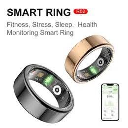 Llnuyoah R02 Smart Ring Spor Yüzme Uykusu Sağlığı İzleme Sınıf Çelik Kabuk IP68 3atm Su Geçirmez Multi 240415