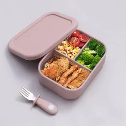 Baby Silicone Bowl Lanch Box Box com tampa à prova de vazamento de silicone macio de silicone fresco material de silicone de grau de alimento