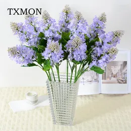 Decorative Flowers White Artificial Lilac Branch Wedding Supplies Arrangement Living Room Christams Decor Accessories Party Event Props