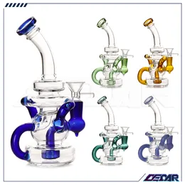 9,5 polegadas de água de vidro de vidro de vidro de vidro Bubbler cachimbo de água de vidro Reciclador Bongo Bong Dab Rig