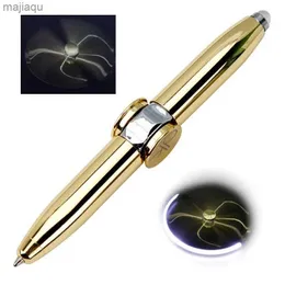 Decompression Toy Multifunctional Decompression Finger Rotate Luminous Gyro Pens Toy Fidgets Spinner LED Light Ballpoint Pen Metal Gyro Pen GiftL2404