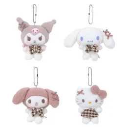 Cute Mocha plaid bow, Kuromi Melody, Yugui dog plush pendant, cartoon bag, cute pendant