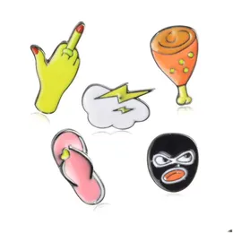 Pins, Brooches Cute Cartoon Slipper Cloud Mask Metal Kawaii Enamel Pin Badge Buttons Brooch Shirt Denim Jacket Bag Decorative For Dro Dhhxd