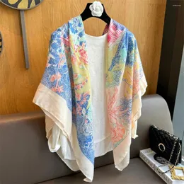 Scarves Europe And The United States Artistic Sense Of Colorful Cotton Linen Scarf Thin Section 130 Large Square Multifuncti