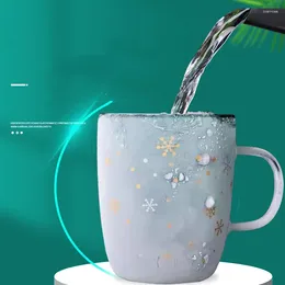 Xícaras pires caça café com tampas xícara de xícara de chá criativo 400 ml de dupla camada de vidro presente de natal caneca tazas de navidad cafeeware