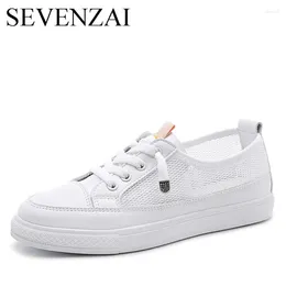 Fitnessschuhe Sommer -Mesh atmungsaktiven vulkanisierten Frauen Sneakers weiße Schnürung Tenis Feminino Zapatos de Mujer Plattform Casual Schuh