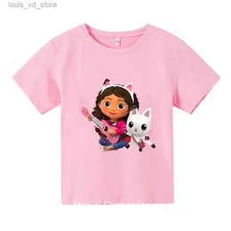 Camiseta Kawaii Gabby Dollouse Kawaii Gabby para crianças Tees de desenho animado Anime Top temático Roupas de aniversário O-G-GELE