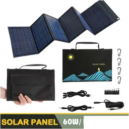 Solar Panels 100W Panel Folding Bag Usb Dc Output Charger Portable Foldable Charging Device Outdoor Power Supply 230210 Drop Delivery Dh2U3