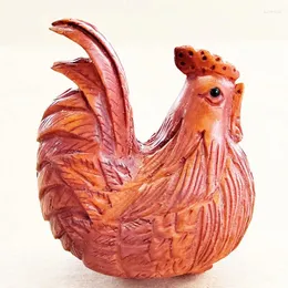 Dekorativa figurer Q4883 - 2 "Hand snidad boxwood Netsuke Rooster Cock