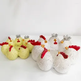 Estatuetas decorativas coroa criativa de resina artesanal usando ovo de frango a castiola cena de decoração curiosa
