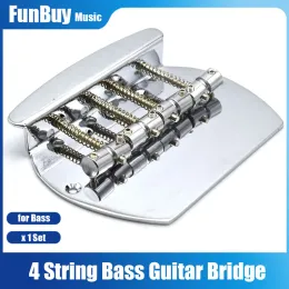 Guitar 4 Stings Bass Guitar Bridge Heavy Bass Guitar Tailpiece Bridge for Electric Bass Chrome