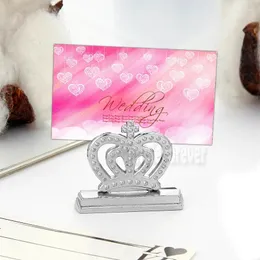 Party Supplies 100st Silver Crown Place Card Holder Table Centerpiece Namnhållare Baby Shower Favors Birthday Decor