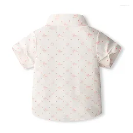 Giyim Setleri Erkek Bebek Giysileri Kıyafetleri Beyler Set Kısa Kollu Düğme Gömleği Bowtie Susuklu Şortlu Toddler Takım