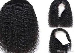 134 vorgezogenes Remy -Haar unsichtbarer menschliches Haar Perücken für schwarze Frauen 100 Remy Malaysian Long Curly Preced CloseRure5961813