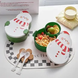 Dinnerware Larde Lunch Recectadores crianças Camping Camping Picnic Reccaminador Caixa em forma de neve com compartimentos presentes de natal