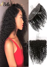 13x4 Earear HD Lace Transparente Fechamento frontal com cabelos para bebês Extensões indianas Onda encaracolada Bella Hair7873390