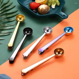 Cucchiaio in acciaio inossidabile con clip di sigillatura gelati cuccioli di tè per latte accessori da cucina in polvere all'ingrosso per regalo