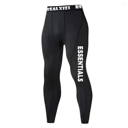 Calças masculinas Realxizi High Elastic Tight Legging for Men Sports Soldição rápida Treinamento de fitness calça de impressão de cartas Pant Y2K