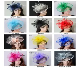 Novo colorido, fascinador sinamay fascinador com flores de penas para Melbourne CupWeddingRaces7962897