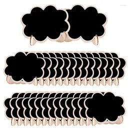 Dekoratif figürinler lber 30 adet mini kara tahta tabelası parti büfesi için yiyecek etiketleri ahşap küçük tebeşir tahtası işaretleri (bulutlar)