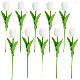 Decorative Flowers 12 Pcs PVC Tulips Decor Home Fake Flower Household Simulation Ornament Bedroom Bride Artificial